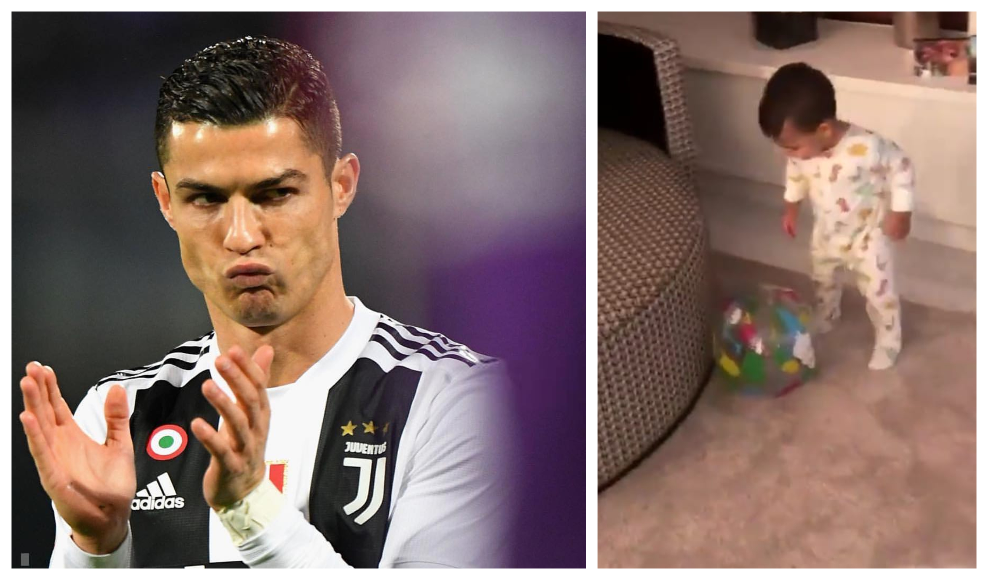 Mateo mostra talento para a bola e já chuta à Cristiano Ronaldo